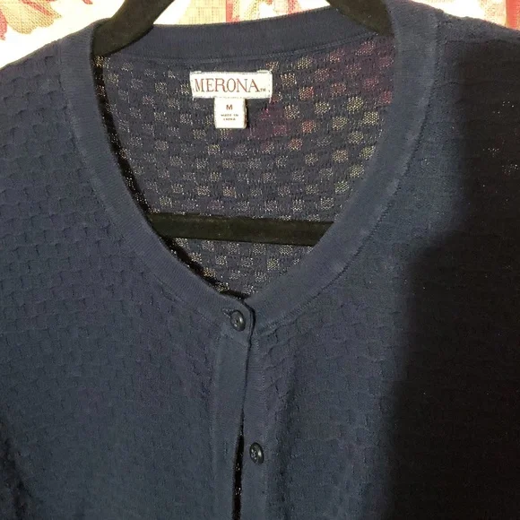 Merona Deep Blue Knit Cardigan Medium - Picture 5 of 7